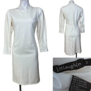 J. McLaughlin S ivory white 3/4 sleeve sheath dress
